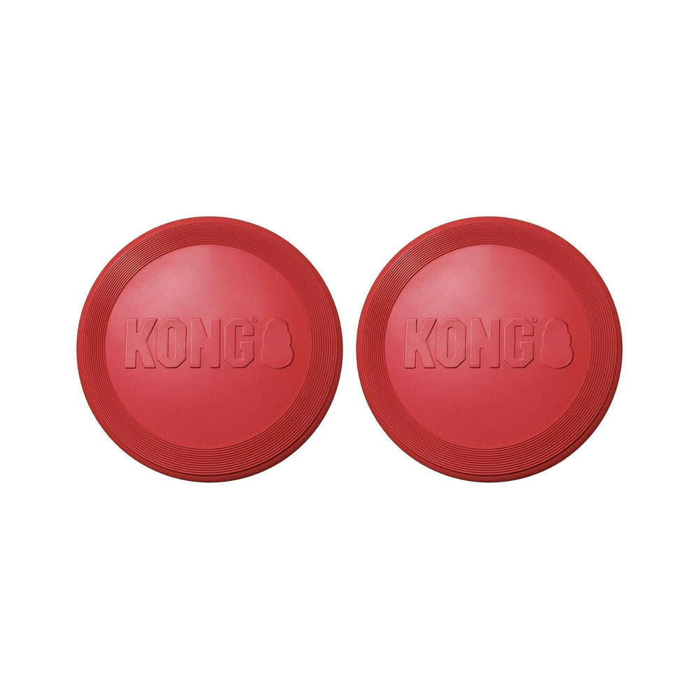 KONG Rubber Flyer large red front view, a durable fetch disc for dogs.