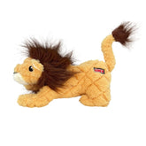 KONG Scampers Wildlife Lion plush closeup highlights plush texture and inviting low-tone squeaker for play.
