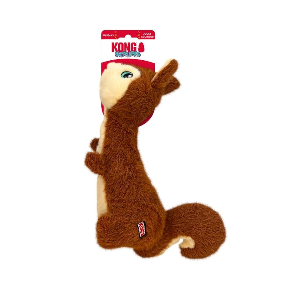 KONG Scruffs plush squirrel toy grabbable design invites interactive play and cuddling.