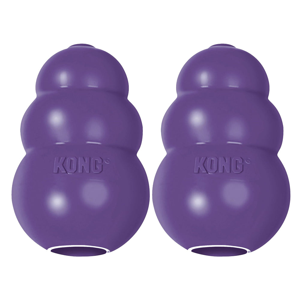 KONG Senior natural rubber toy closeup highlighting gentle material for older dogs' teeth and gums.