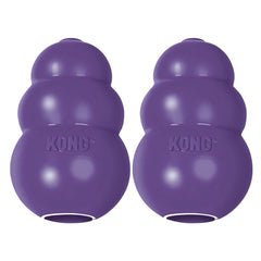 KONG Senior natural rubber toy closeup highlighting gentle material for older dogs' teeth and gums.