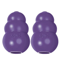 KONG Senior toy with soft rubber is gentle on aging dogs' teeth during chews.
