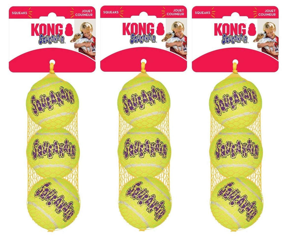 Kong Squeakair ball closeup highlights non-abrasive felt for safe fetch