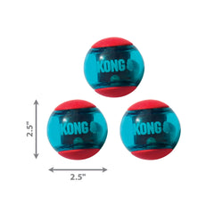 KONG Squeezz Action Ball Red MD triple-ball design for extended play sessions