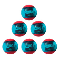 KONG Squeezz Action Ball in action during fetch encourages exercise.