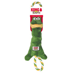KONG Tugger Knots Frog squeaker adds audible excitement during playful shakes and chases