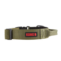 KONG Ultra Durable Padded Collar in green, front view showing comfortable interior padding
