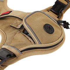 KONG waste bag harness small tan in-use shows quick, convenient waste bag access.
