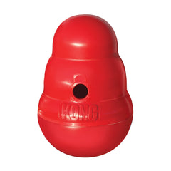 KONG Wobbler wobble-action treat-dispensing toy for dogs during interactive play