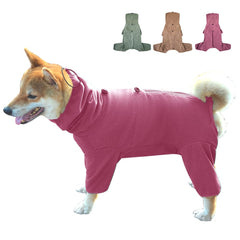 KOOGAL dog pajamas red front view shows flexible stretch for easy wear.