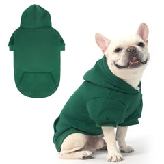 KOOLTAIL Basic Dog Hoodie front view in deep green for cozy winter look