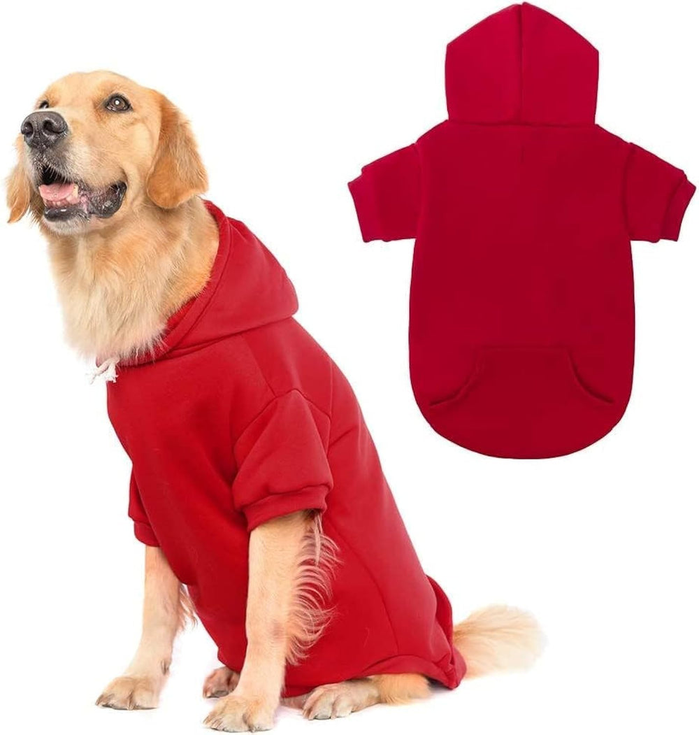 KOOLTAIL Basic Dog Hoodie red with leash hole and pocket for secure walking