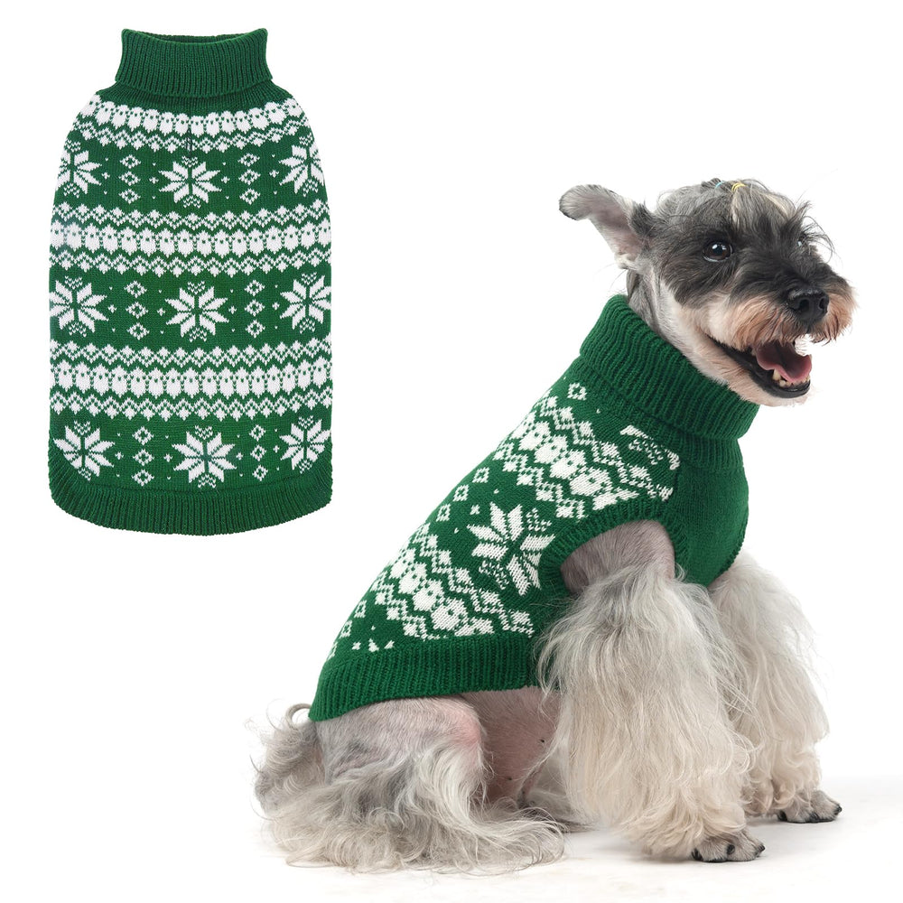 KOOLTAIL cable-knit dog sweater green front view offers cozy warmth for winter walks.