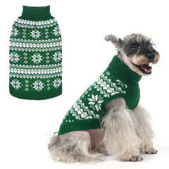 KOOLTAIL cable-knit dog sweater green front view offers cozy warmth for winter walks.