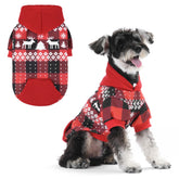 KOOLTAIL Christmas Dog Hoodie front view; festive red plaid for photo-ready moments