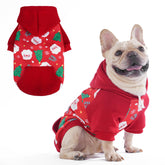 KOOLTAIL Christmas Dog Hoodie front-view highlights warm fabric for cozy winter walks.
