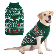 KOOLTAIL Christmas Dog Sweater reindeer pattern close-up for festive warmth.