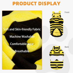 KOOLTAIL dog bee costume hood detail emphasizes easy on/off hoodie style