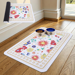 KOOLTAIL dog food mat with flower design helps prevent spills during meals