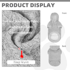 KOOLTAIL dog hoodie gray M hood detail showcasing adjustable warmth and wind protection.