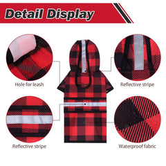 KOOLTAIL dog raincoat back view highlights leash hole for easy outdoor strolls in rain