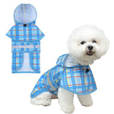 KOOLTAIL dog raincoat blue back view shows waterproof protection for rainy walks.