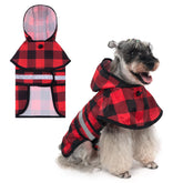 KOOLTAIL dog raincoat hooded slicker poncho red plaid keeps your dog dry in rain