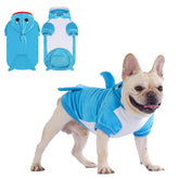 KOOLTAIL shark costume front view on small dog ready for Halloween adventures