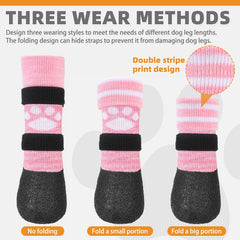 KOOLTAIL dog socks with adjustable straps demonstrating secure fit