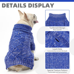 KOOLTAIL dog sweater back view highlights snug fit for all sizes.