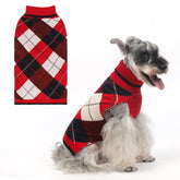 KOOLTAIL dog sweater front view with red plaid for winter warmth