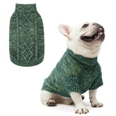 KOOLTAIL dog sweater green-turtleneck pullover front view keeps dogs warm