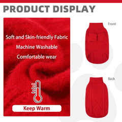 KOOLTAIL dog sweater red back pattern adds stylish, cozy texture.