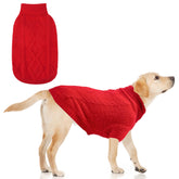 KOOLTAIL dog sweater red front view for winter warmth and comfort.