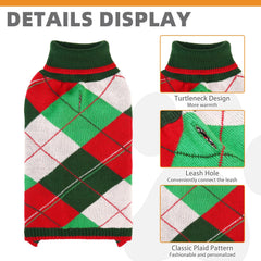 KOOLTAIL dog sweater turtleneck with leash hole supports easy walks