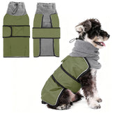 KOOLTAIL dog winter coat front view in green keeps small to medium dogs warm on chilly walks