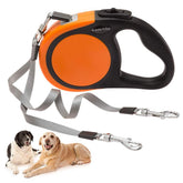 KOOLTAIL dual dog leash, 16ft extendable, keeps two dogs under control with smooth retractable action.