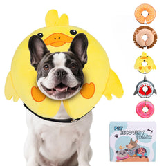 KOOLTAIL inflatable dog cone collar side view with adjustable fit.