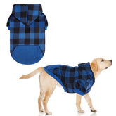 KOOLTAIL plaid dog hoodie front view highlights cozy warmth for chilly walks.