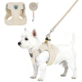 KOOLTAIL plush small dog harness front view for secure, comfortable winter walks