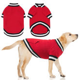 KOOLTAIL red buffalo-knit sweater front view keeps dogs warm on chilly walks.