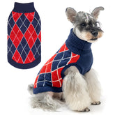 KOOLTAIL Small Dog Sweater plaid pullover showing cozy winter warmth