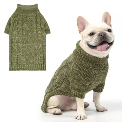 KOOLTAIL thermal knitted dog sweater green front view offers cozy winter warmth