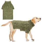 KOOLTAIL thermal knitted dog sweater green XL, front view shows snug warmth for cold walks.