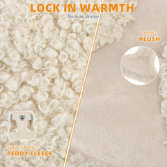 KOOLTAIL warm fabric detail close-up emphasizing double-layer teddy fleece warmth