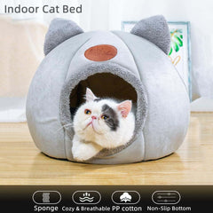 KooTeedd Cat Bed grey inside cave view illustrating private retreat for small cats