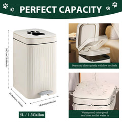 Kopuncare 5L pedal trash can with lid enables hands-free waste disposal.