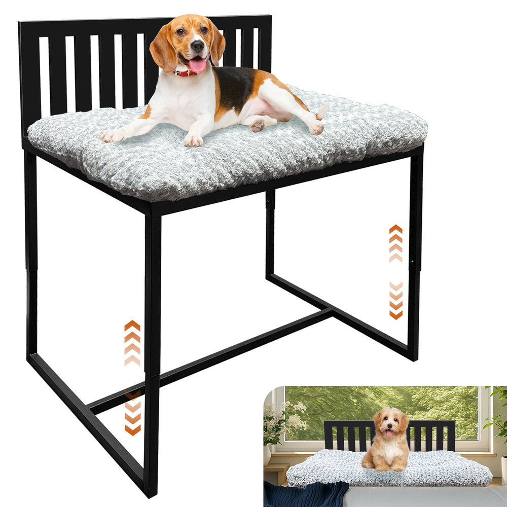 Koretech Beside Dog Bed frame angle view highlights sturdy metal support for restful co-sleeping