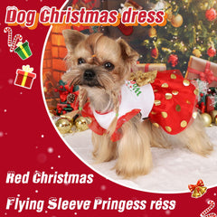 Kosiyi dog Christmas dress sparkly-bowknot; eye-catching party costume