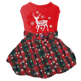 Kosiyi dog Christmas plaid dress with bowknot enhances festive look for small dogs.